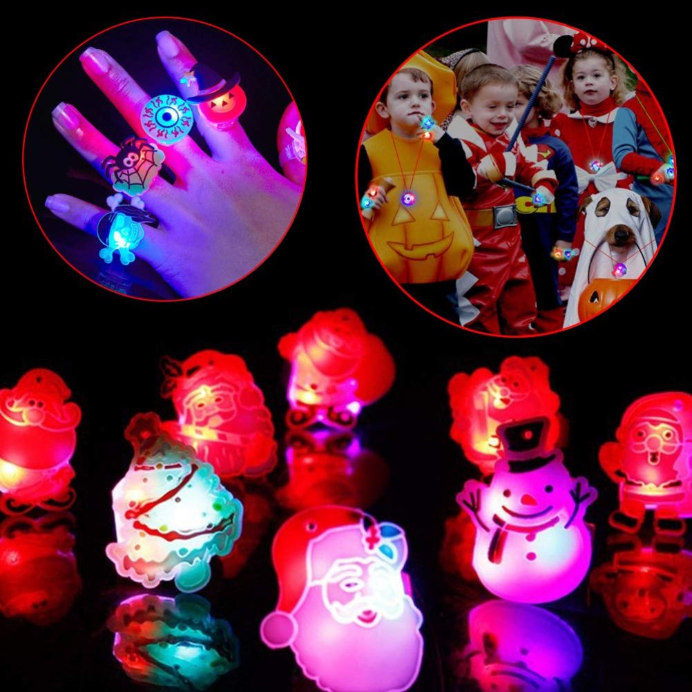 50Pcs Christmas LED Finger Lights Cute Cartoon LED Rings Party Favors for Kids view 5