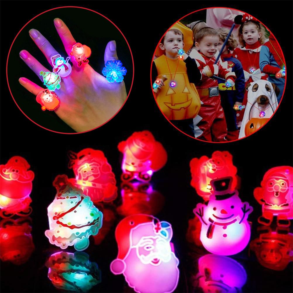 50Pcs Christmas LED Finger Lights Cute Cartoon LED Rings Party Favors for Kids view 6