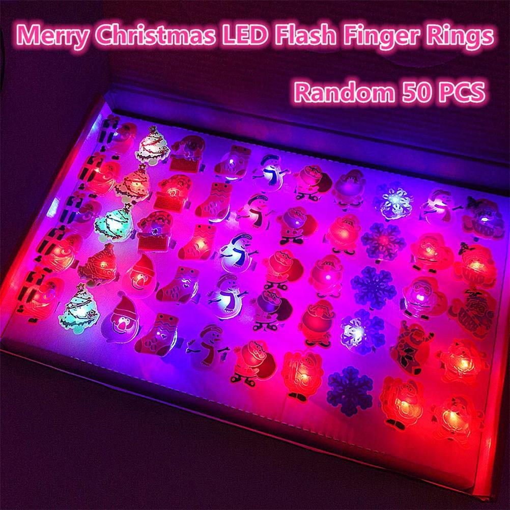 50Pcs Christmas LED Finger Lights Cute Cartoon LED Rings Party Favors for Kids view 7