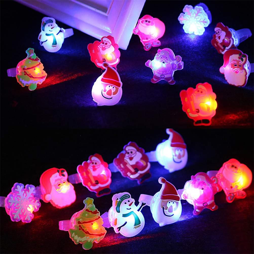 50Pcs Christmas LED Finger Lights Cute Cartoon LED Rings Party Favors for Kids view 8