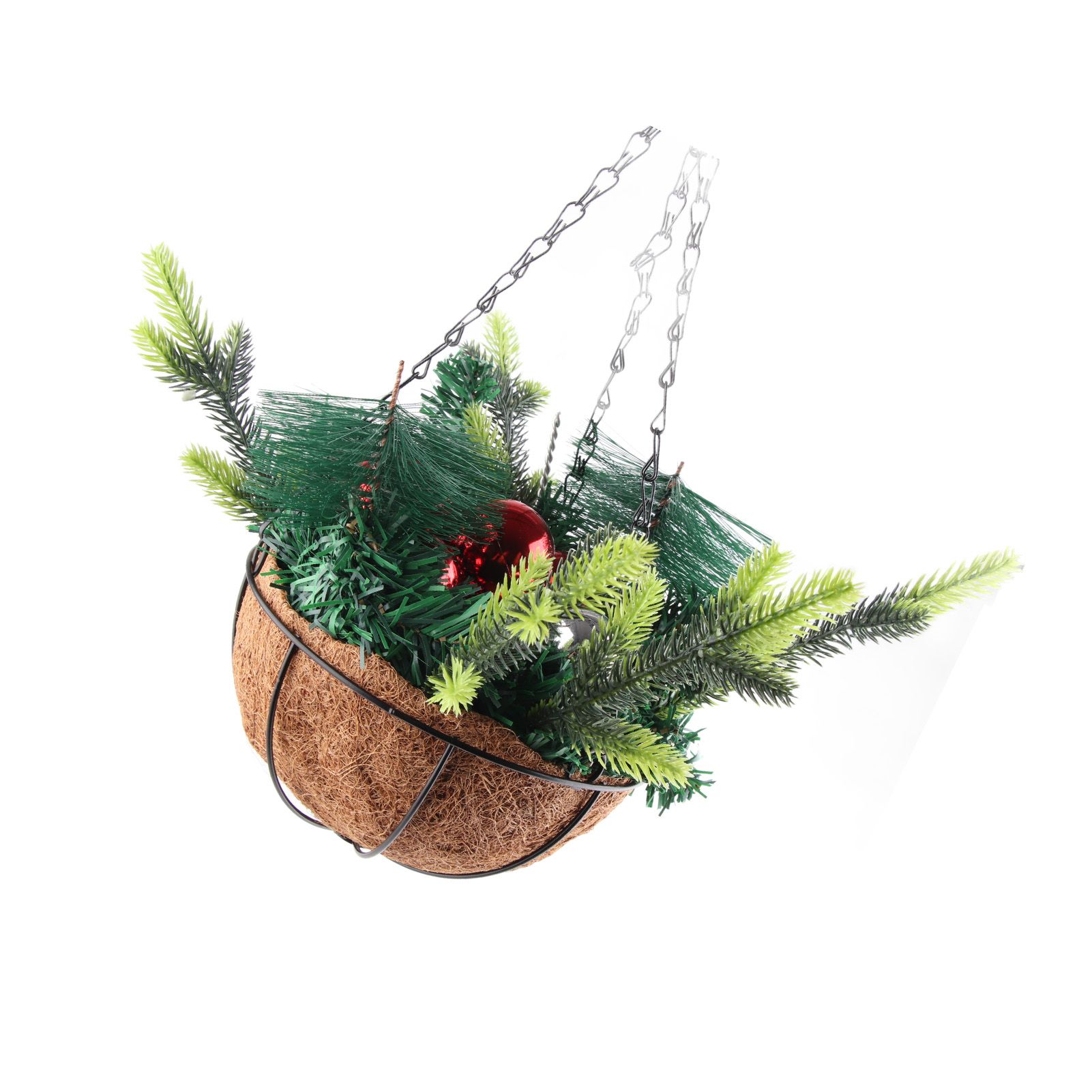 Artificial Christmas Hanging Basket Decorated with Pine Cones Ball Lights view 8