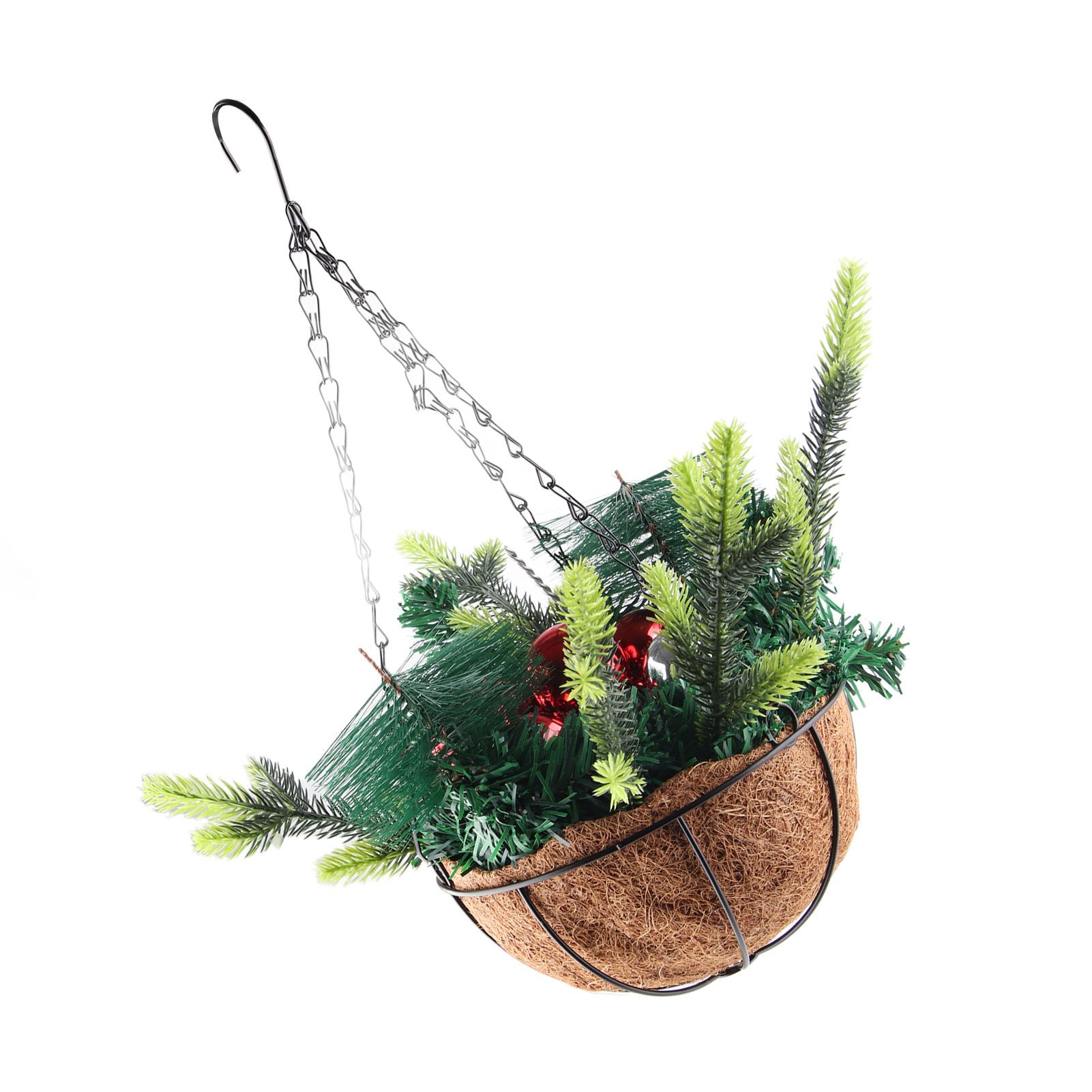 Artificial Christmas Hanging Basket Decorated with Pine Cones Ball Lights view 10