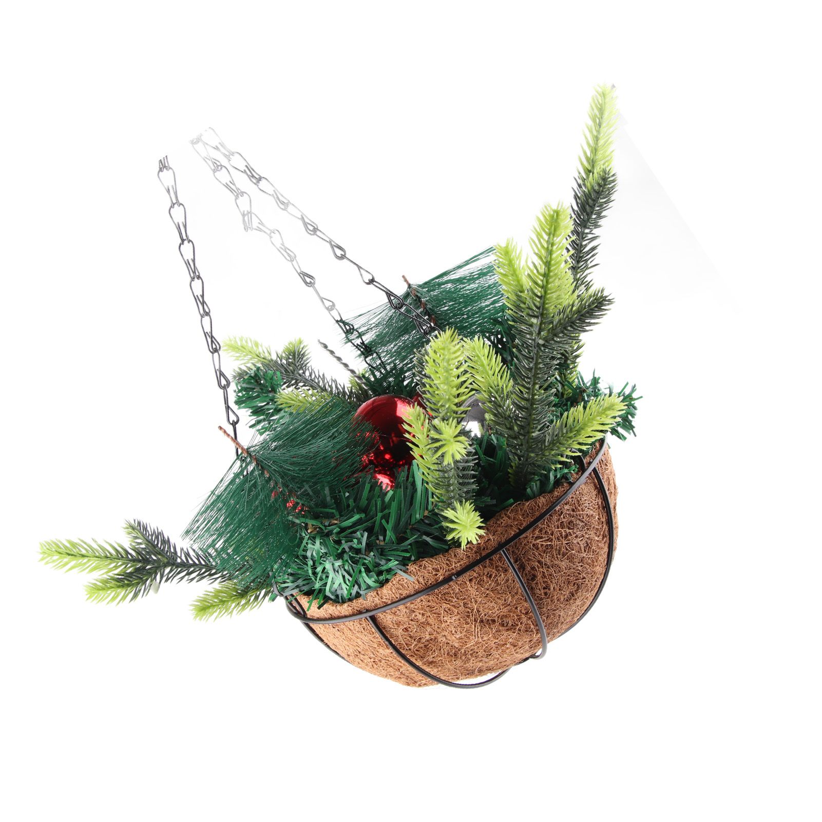 Artificial Christmas Hanging Basket Decorated with Pine Cones Ball Lights view 11