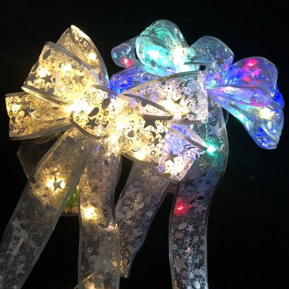 Glowing Christmas Transparent Bow Hanging Pendant Light Up Bow Hanging view 7