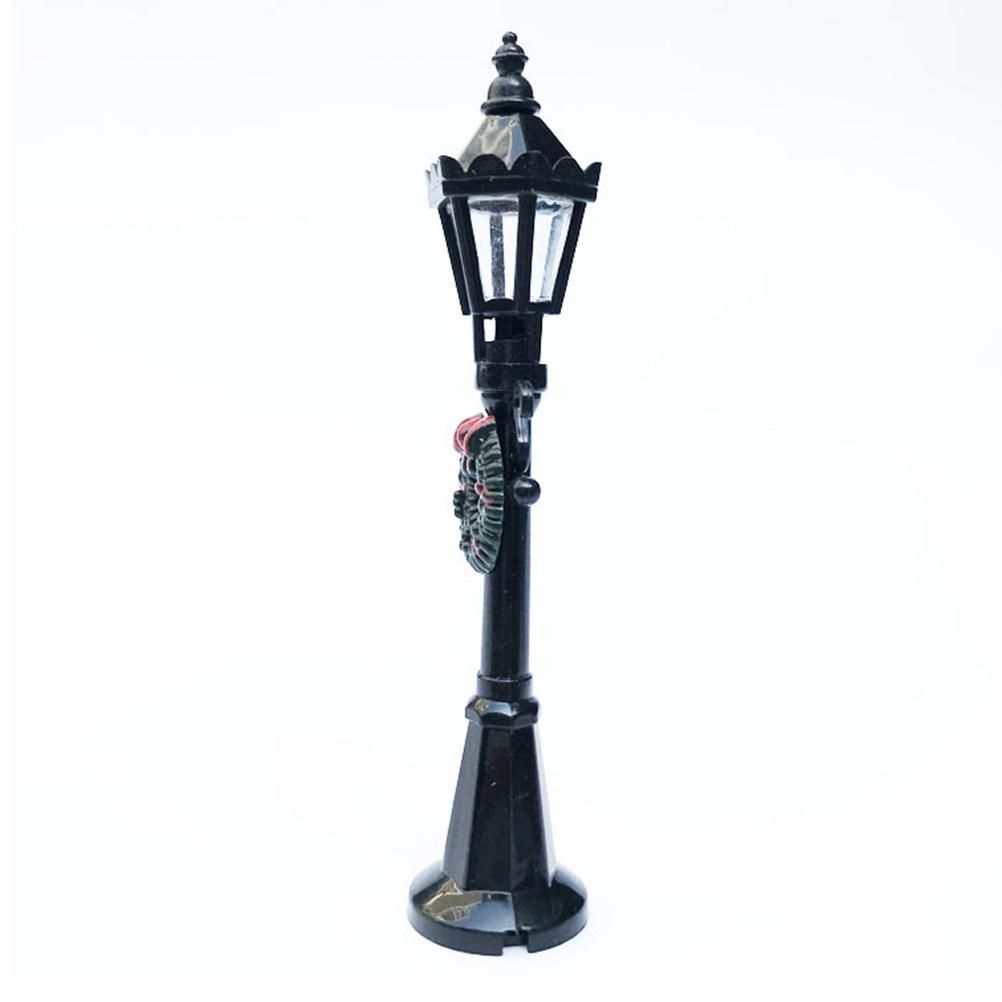 2Pcs Miniature Christmas Street Lamp Post Park Bench Seat Mini Street Light view 3