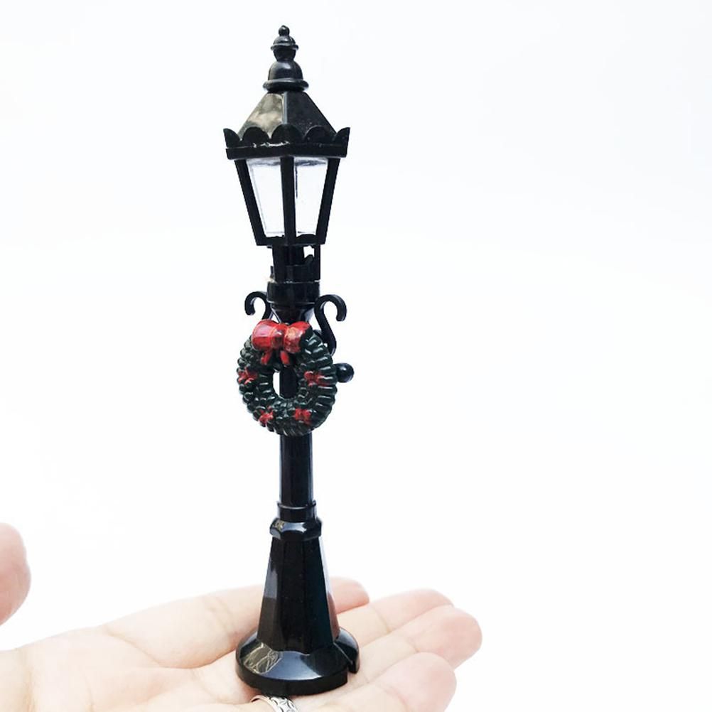 2Pcs Miniature Christmas Street Lamp Post Park Bench Seat Mini Street Light view 5