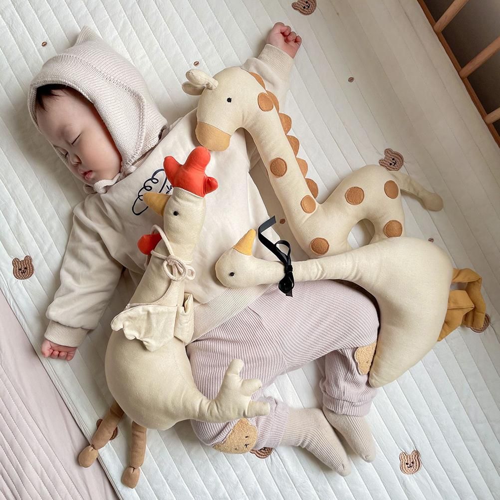Cartoon Stuffed Plush Animal Pillow Cotton Goose Giraffe Rooster Plush Cushion view 3
