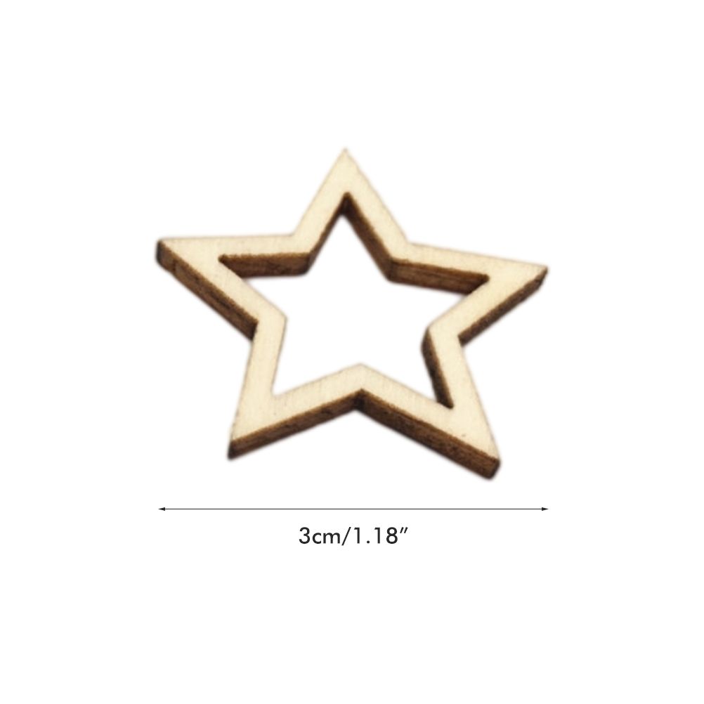 100 Pieces Wooden Hollow Star Decoration Wooden Discs Embellishments Craft view 2