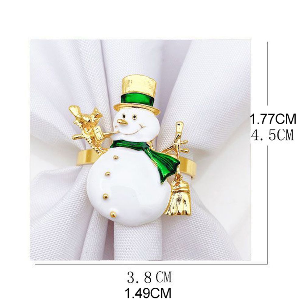Christmas Napkin Rings Set of 6 Snowman Metal Napkin Ring Holders for Dining view 2
