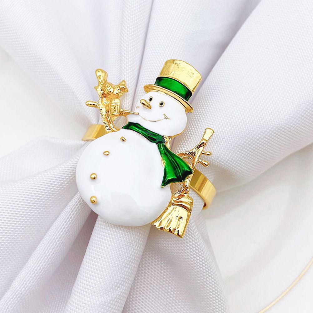 Christmas Napkin Rings Set of 6 Snowman Metal Napkin Ring Holders for Dining view 5