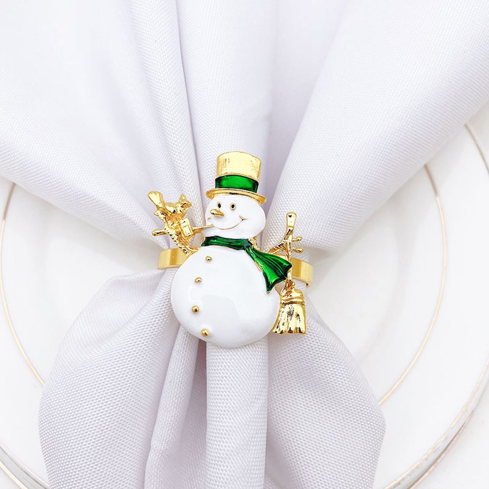 Christmas Napkin Rings Set of 6 Snowman Metal Napkin Ring Holders for Dining view 6