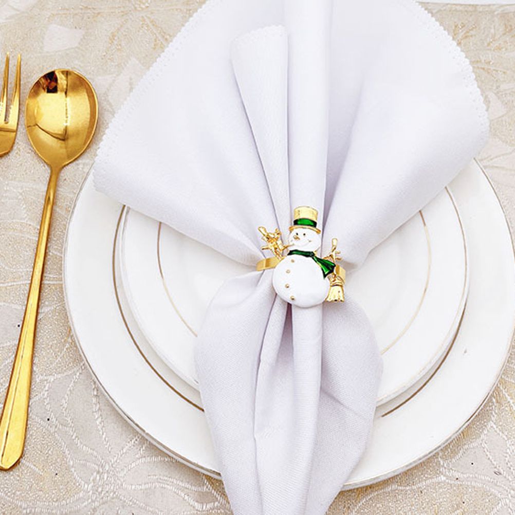 Christmas Napkin Rings Set of 6 Snowman Metal Napkin Ring Holders for Dining view 8