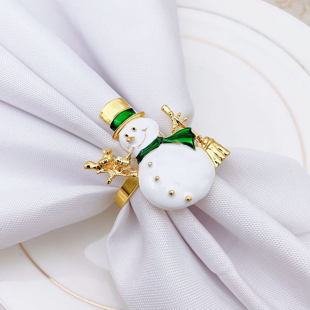 Christmas Napkin Rings Set of 6 Snowman Metal Napkin Ring Holders for Dining view 9