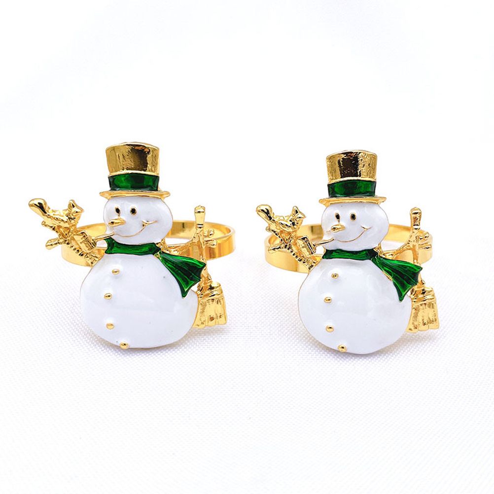 Christmas Napkin Rings Set of 6 Snowman Metal Napkin Ring Holders for Dining view 10