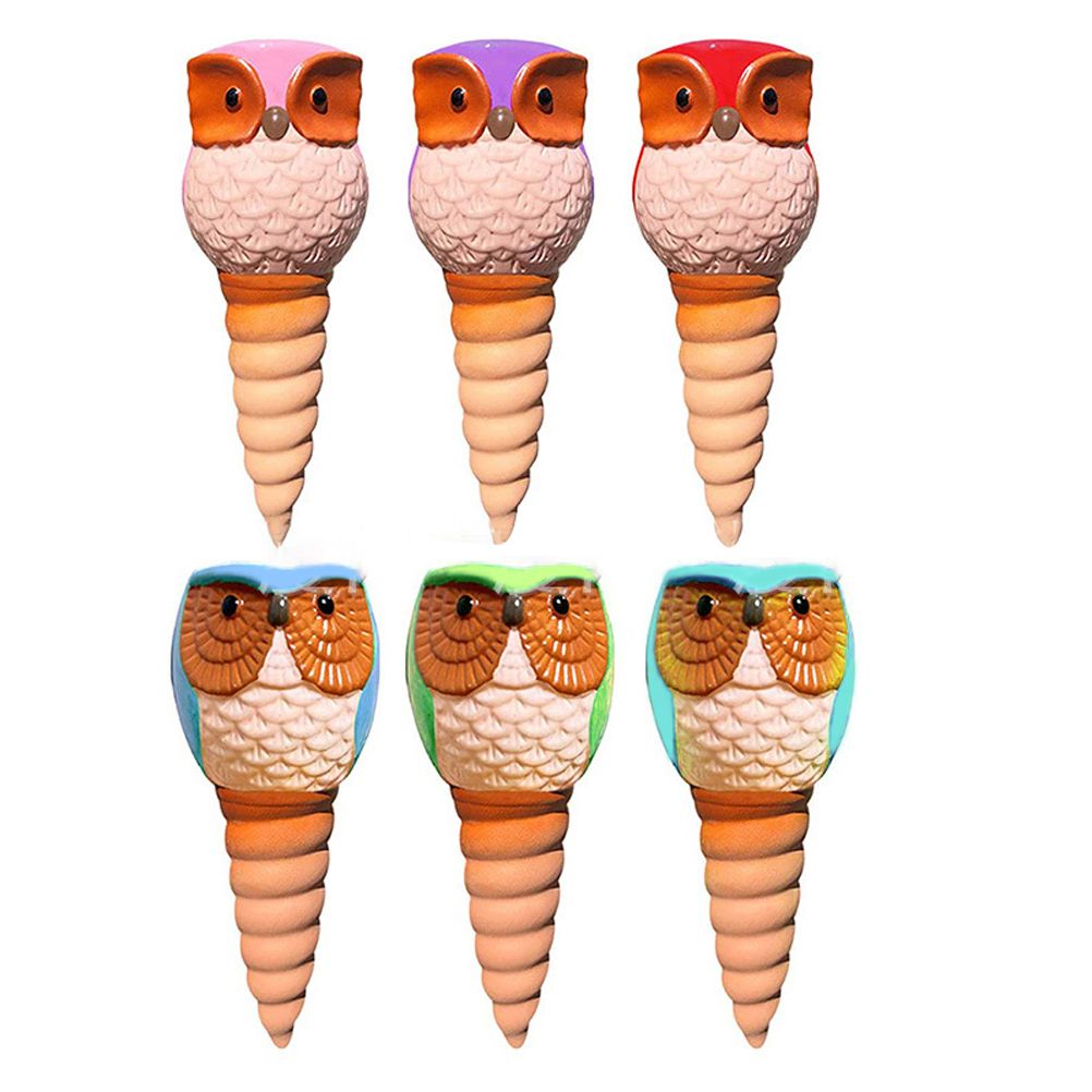 6Pcs Owl Plant Irrigation Automatic Watering Stakes Terracotta Spiral Devices