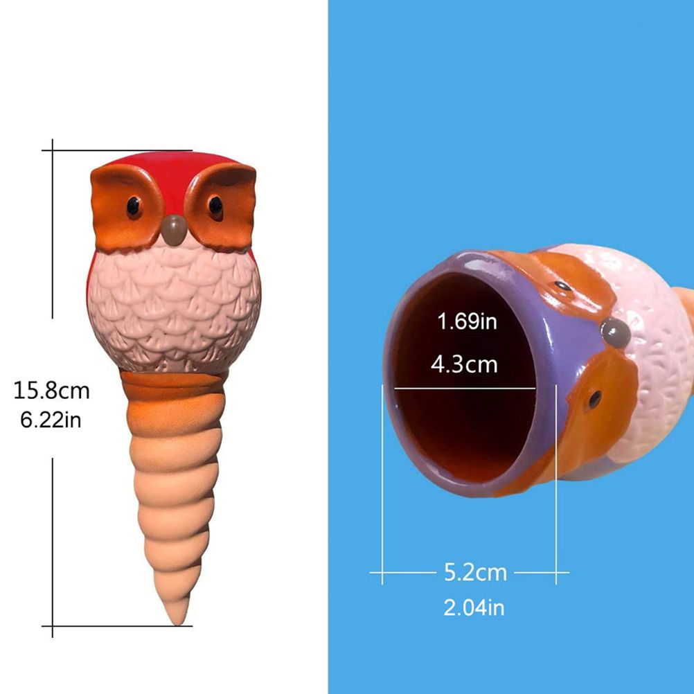 6Pcs Owl Plant Irrigation Automatic Watering Stakes Terracotta Spiral Devices view 2