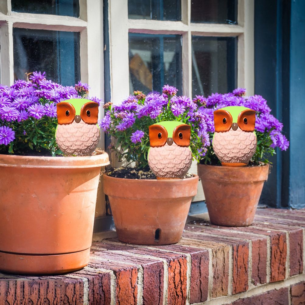6Pcs Owl Plant Irrigation Automatic Watering Stakes Terracotta Spiral Devices view 11