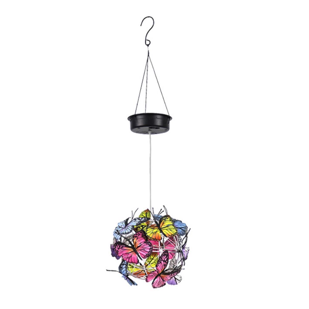 Solar Powered Garden Hanging Lights Mesh Orb with Butterflies Waterproof Solar view 2