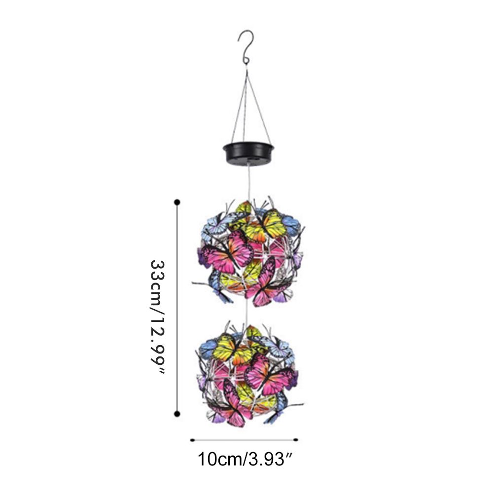 Solar Powered Garden Hanging Lights Mesh Orb with Butterflies Waterproof Solar view 3