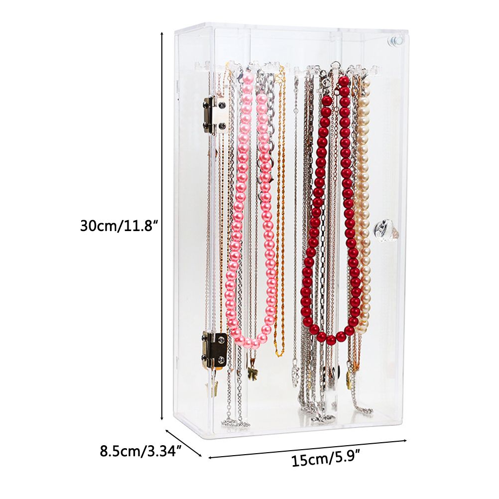 Acrylic Necklace Holder with 24 Hooks Clear Necklace Organizer Dustproof view 2