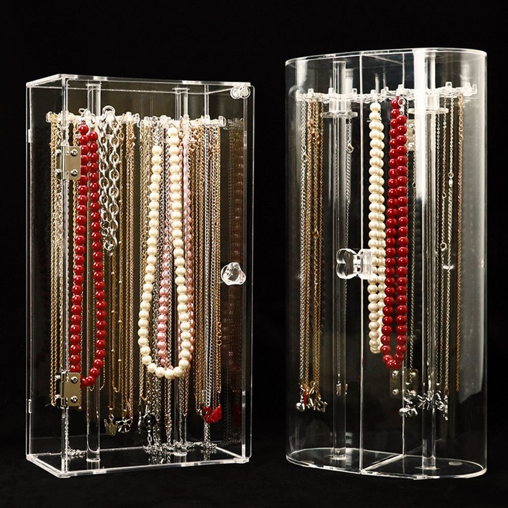 Acrylic Necklace Holder with 24 Hooks Clear Necklace Organizer Dustproof view 6