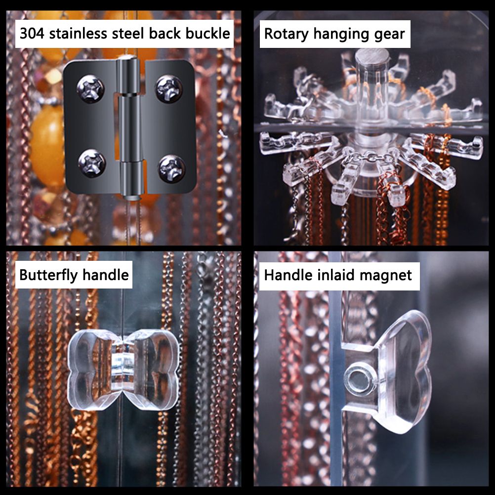 Acrylic Necklace Holder with 24 Hooks Clear Necklace Organizer Dustproof view 7