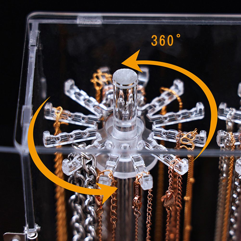 Acrylic Necklace Holder with 24 Hooks Clear Necklace Organizer Dustproof view 8