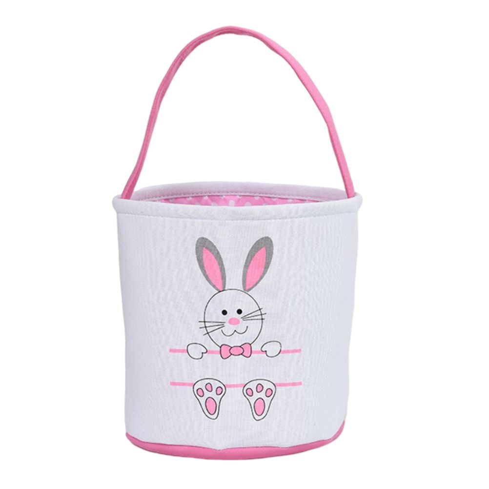 Cute Easter Bunny Canvas Basket Kids Easter Storage Gift and Egg Rabbit Basket