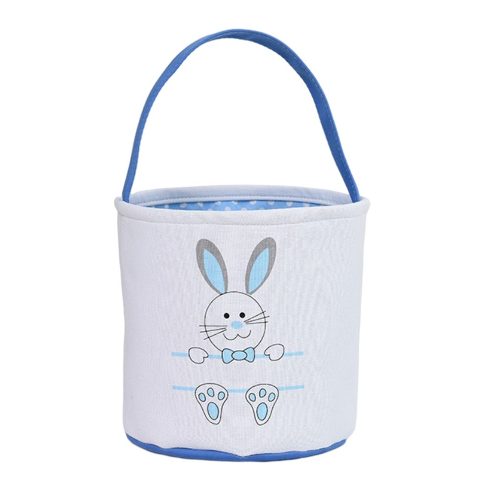 Cute Easter Bunny Canvas Basket Kids Easter Storage Gift and Egg Rabbit Basket