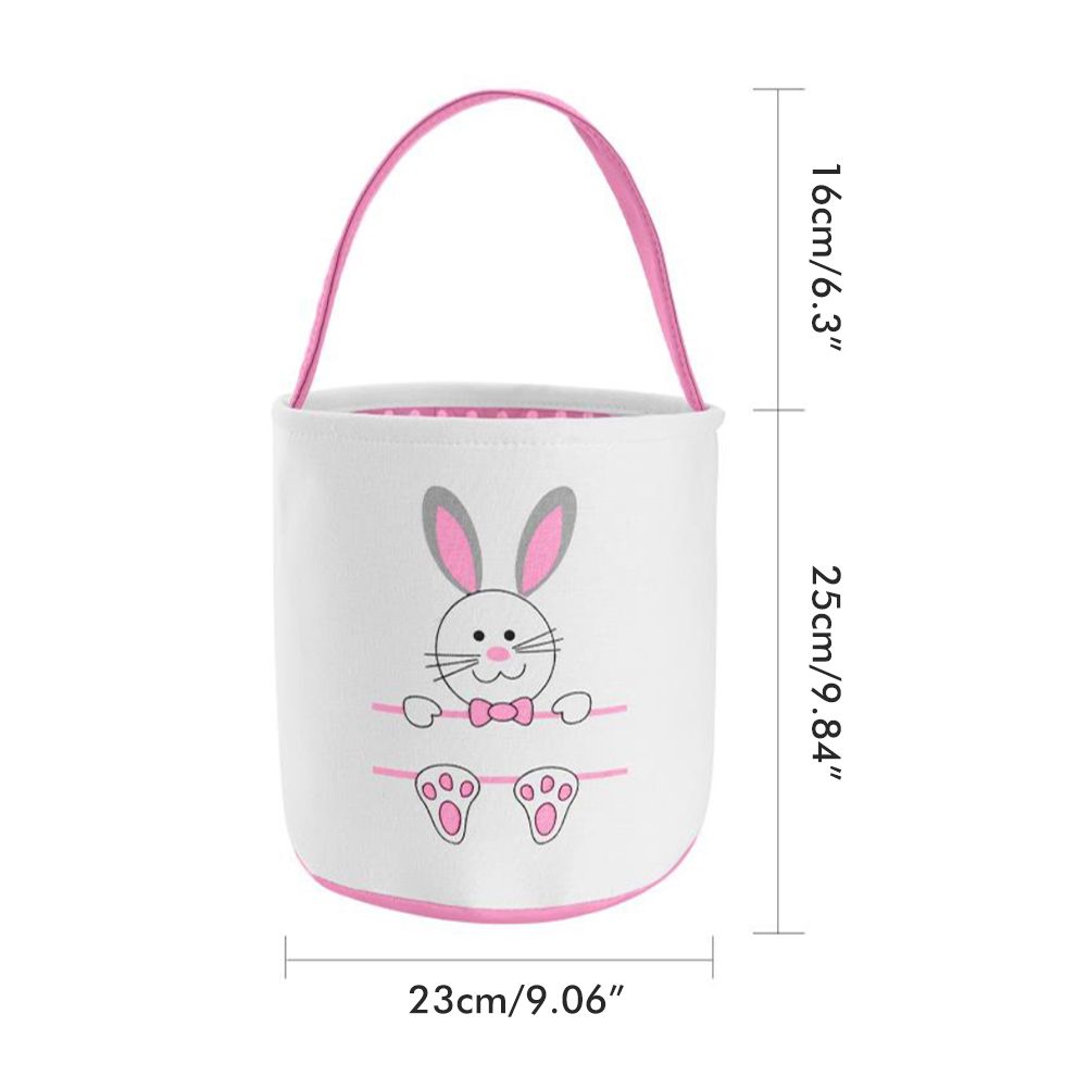 Cute Easter Bunny Canvas Basket Kids Easter Storage Gift and Egg Rabbit Basket view 2
