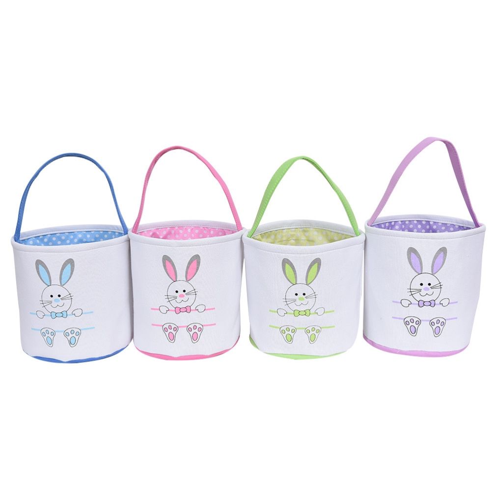 Cute Easter Bunny Canvas Basket Kids Easter Storage Gift and Egg Rabbit Basket view 8