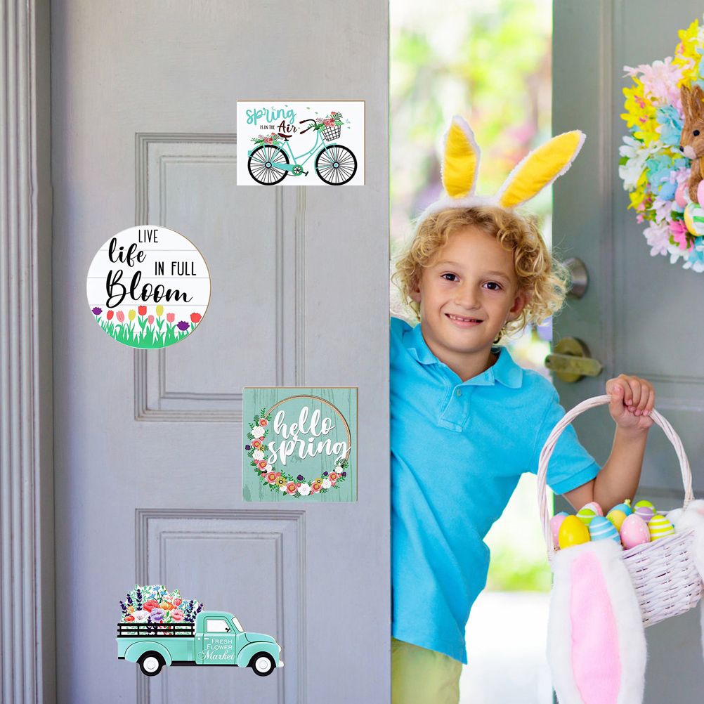 Easter Tiered Tray Decor Farmhouse Mini Wood Spring Signs Decorations for Home view 3