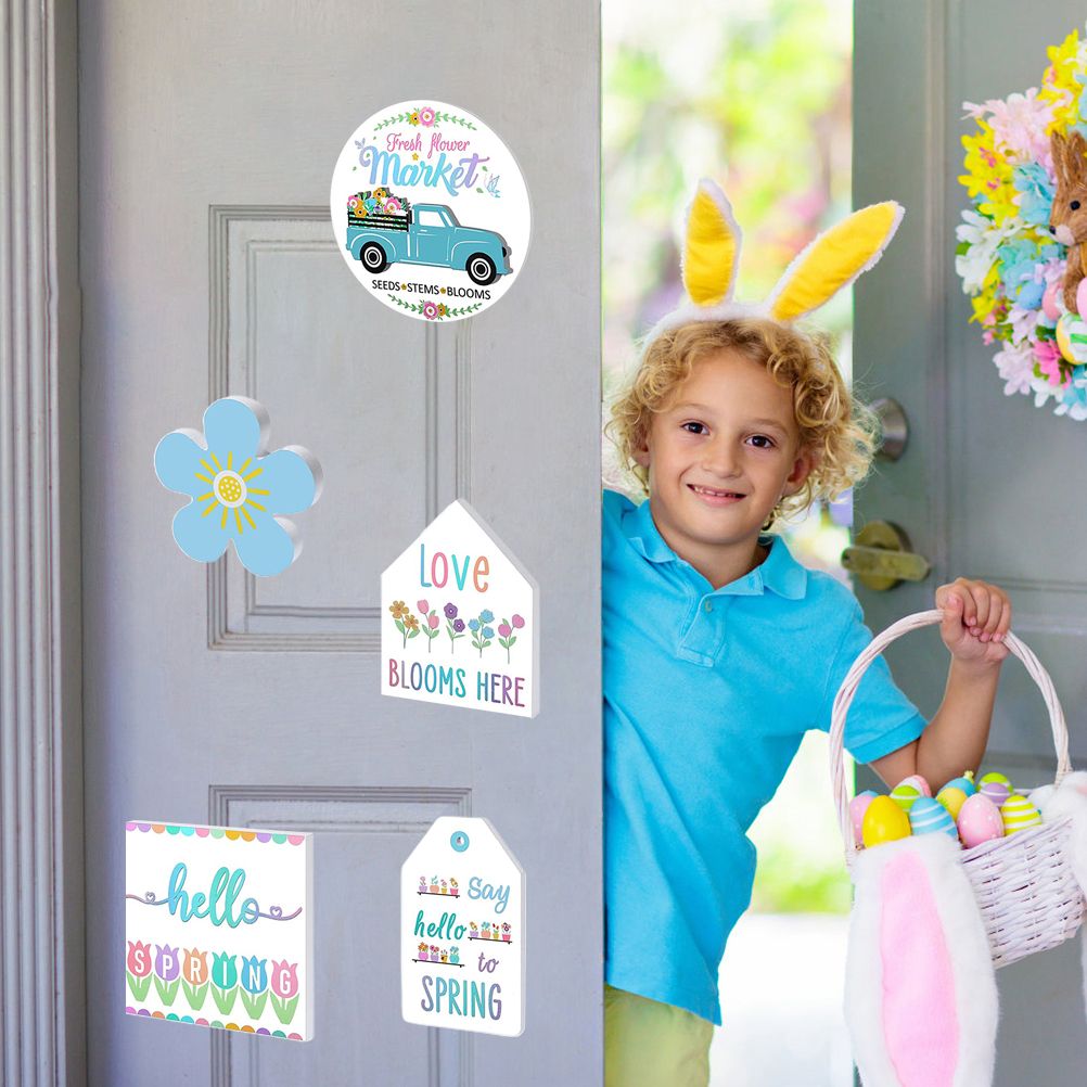 Easter Tiered Tray Decor Farmhouse Mini Wood Spring Signs Decorations for Home view 3
