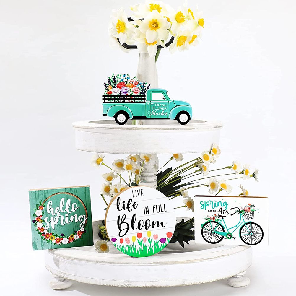 Easter Tiered Tray Decor Farmhouse Mini Wood Spring Signs Decorations for Home view 6