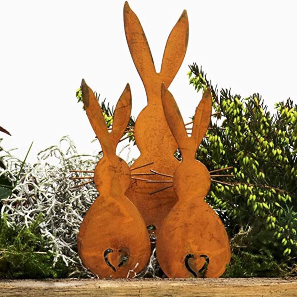 Easter Iron Bunny Adornments Easter Crafts Decorations for Lawn Garden Ornament view 3