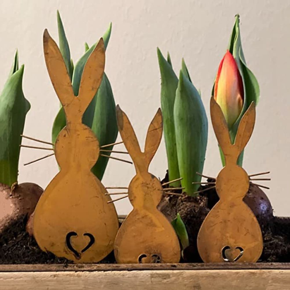 Easter Iron Bunny Adornments Easter Crafts Decorations for Lawn Garden Ornament view 4