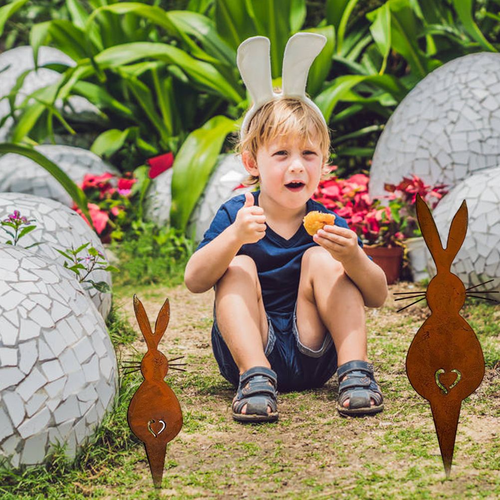 Easter Iron Bunny Adornments Easter Crafts Decorations for Lawn Garden Ornament view 9