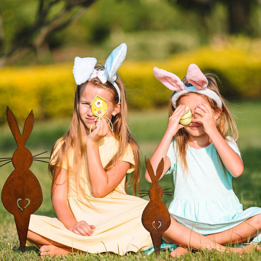 Easter Iron Bunny Adornments Easter Crafts Decorations for Lawn Garden Ornament view 8