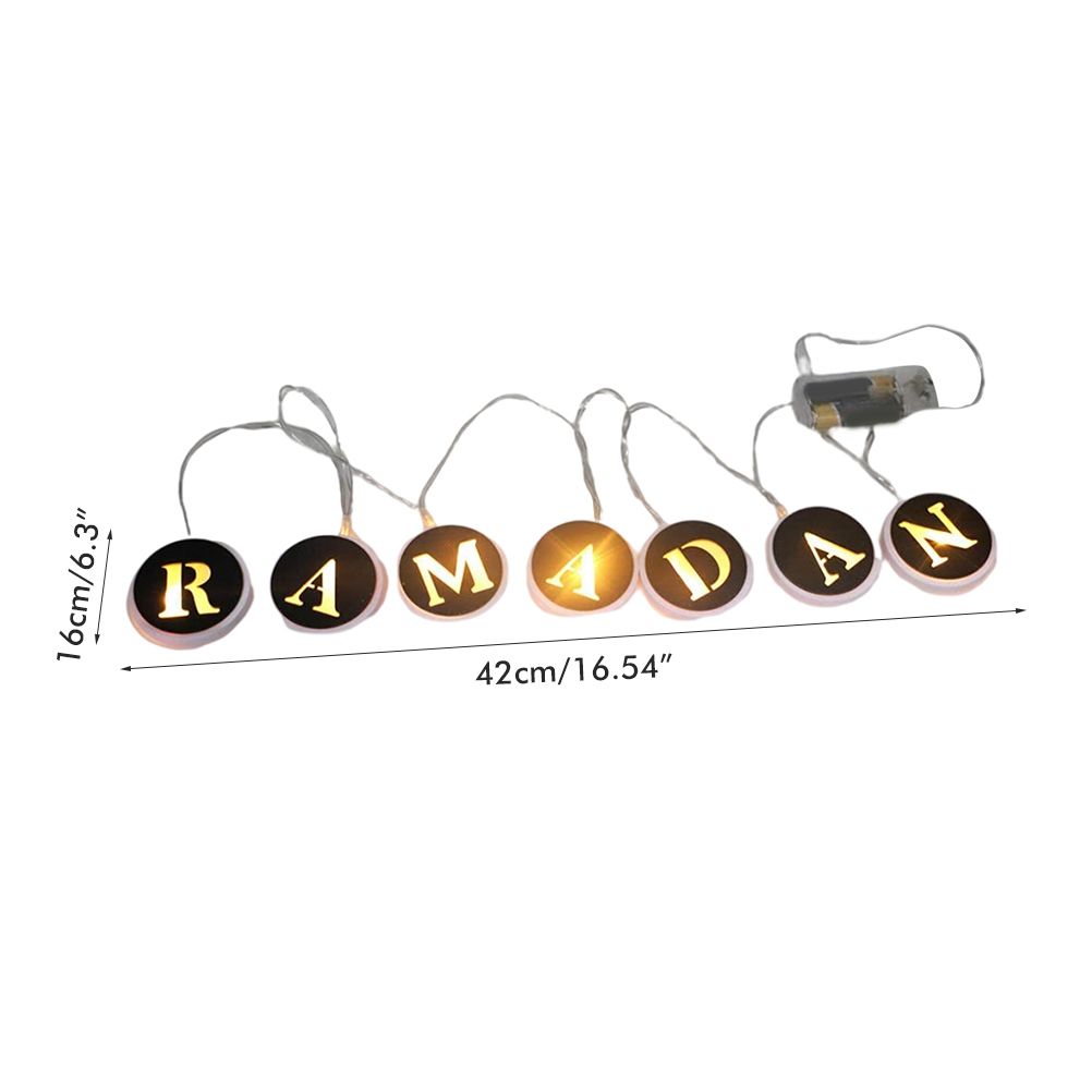 Ramadan LED String Light Decoration Wooden Hollow Letters Pendant for Ramadan view 2
