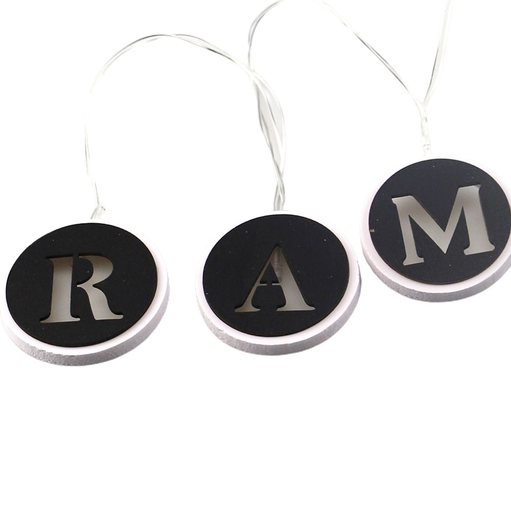 Ramadan LED String Light Decoration Wooden Hollow Letters Pendant for Ramadan view 3