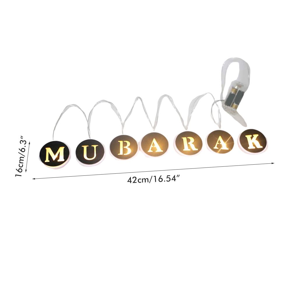 Ramadan LED String Light Decoration Wooden Hollow Letters Pendant for Ramadan view 2