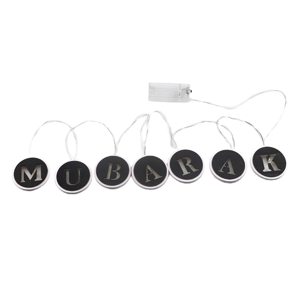 Ramadan LED String Light Decoration Wooden Hollow Letters Pendant for Ramadan view 5