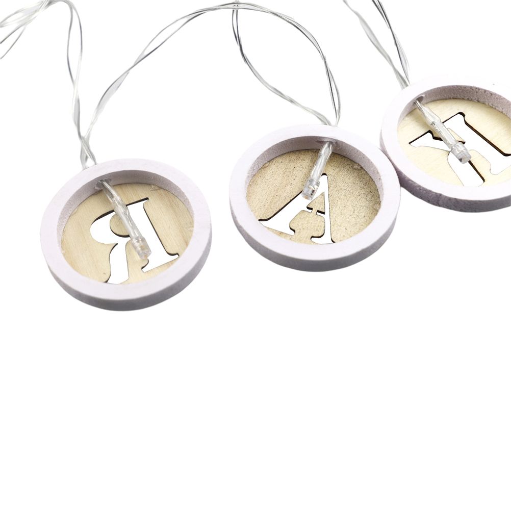 Ramadan LED String Light Decoration Wooden Hollow Letters Pendant for Ramadan view 7