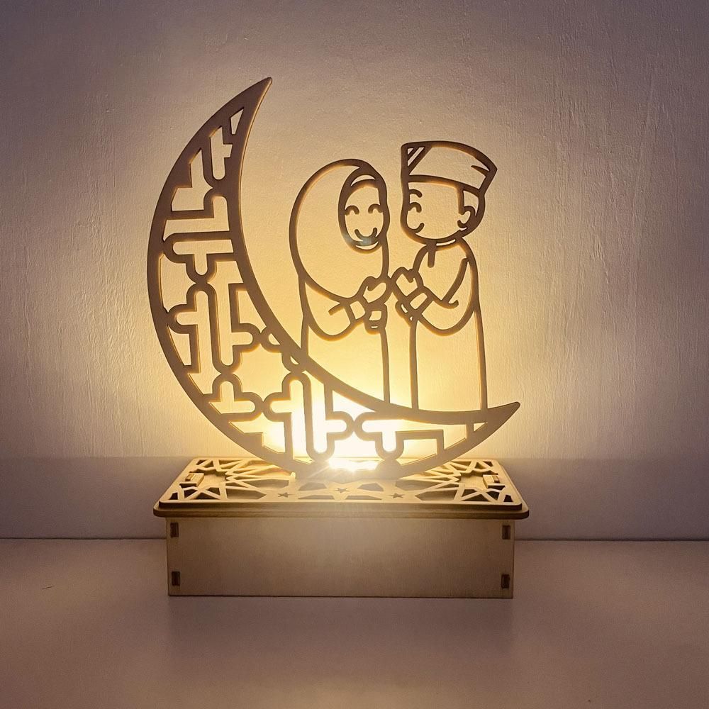 Wooden LED Lamp Ramadan Decoration Portable Eid Ramadan LED Night Light Table view 7
