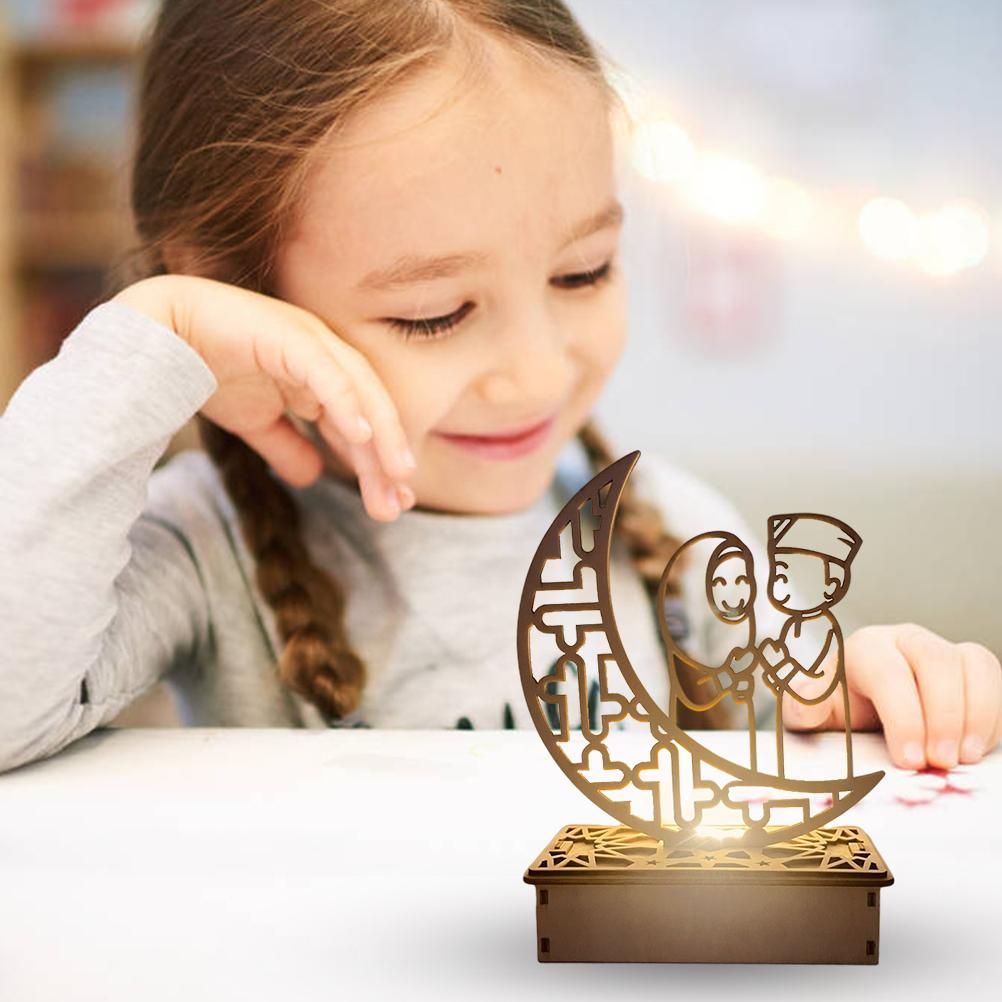 Wooden LED Lamp Ramadan Decoration Portable Eid Ramadan LED Night Light Table view 9