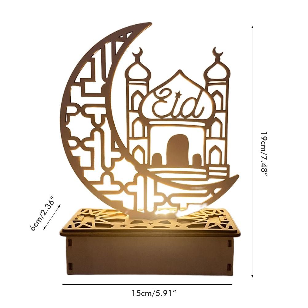 Wooden LED Lamp Ramadan Decoration Portable Eid Ramadan LED Night Light Table view 2