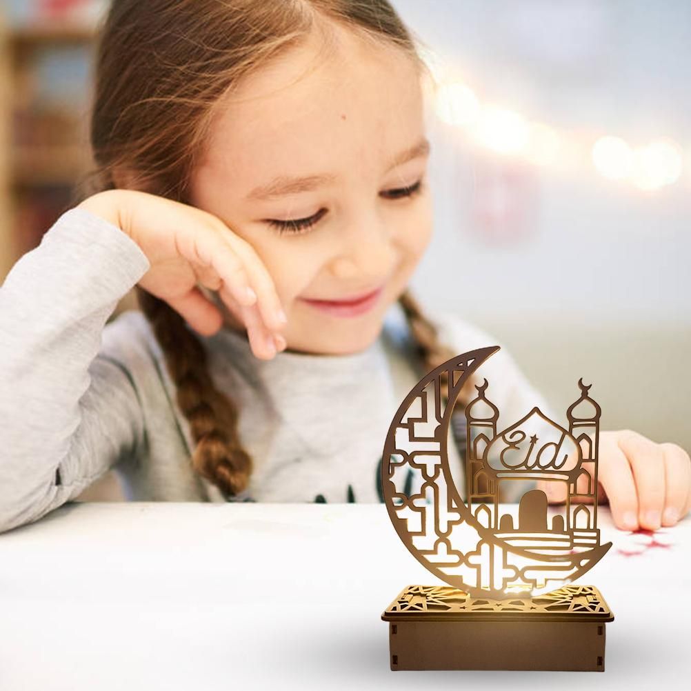 Wooden LED Lamp Ramadan Decoration Portable Eid Ramadan LED Night Light Table view 9