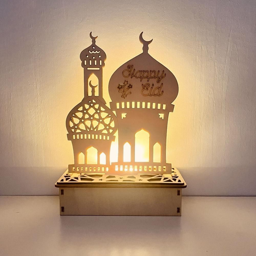 Wooden LED Lamp Ramadan Decoration Portable Eid Ramadan LED Night Light Table view 7