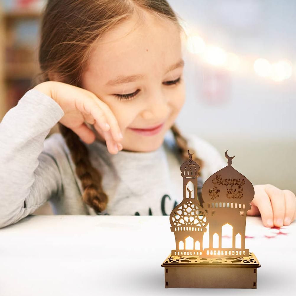 Wooden LED Lamp Ramadan Decoration Portable Eid Ramadan LED Night Light Table view 8