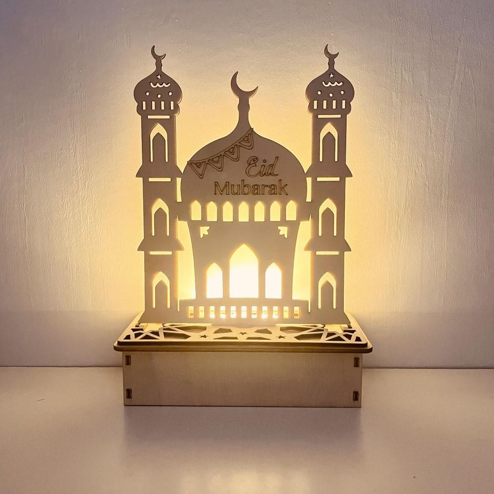 Wooden LED Lamp Ramadan Decoration Portable Eid Ramadan LED Night Light Table view 7